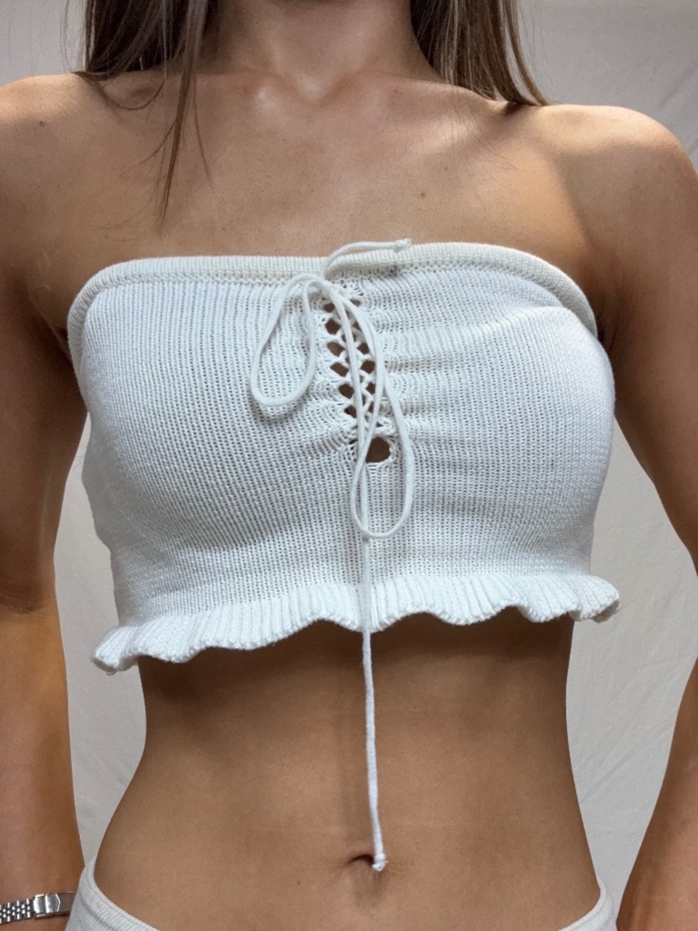 Forever 21 strapless white knit top